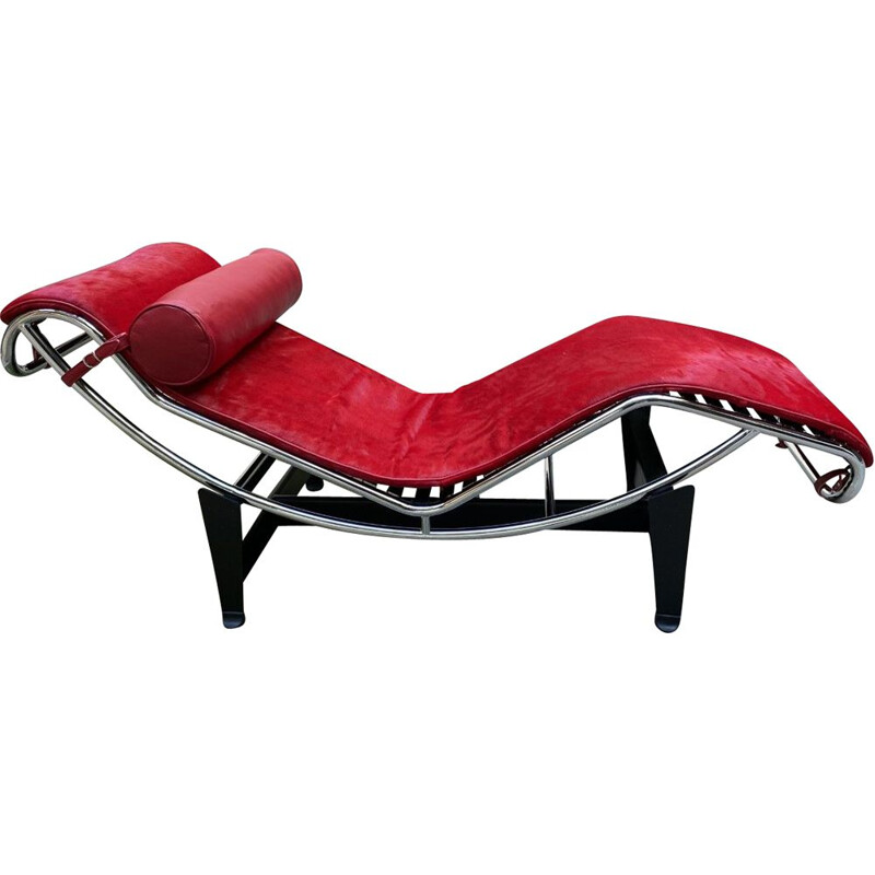 Vintage red pony chaise longue Le Corbusier and Charlotte Perriand