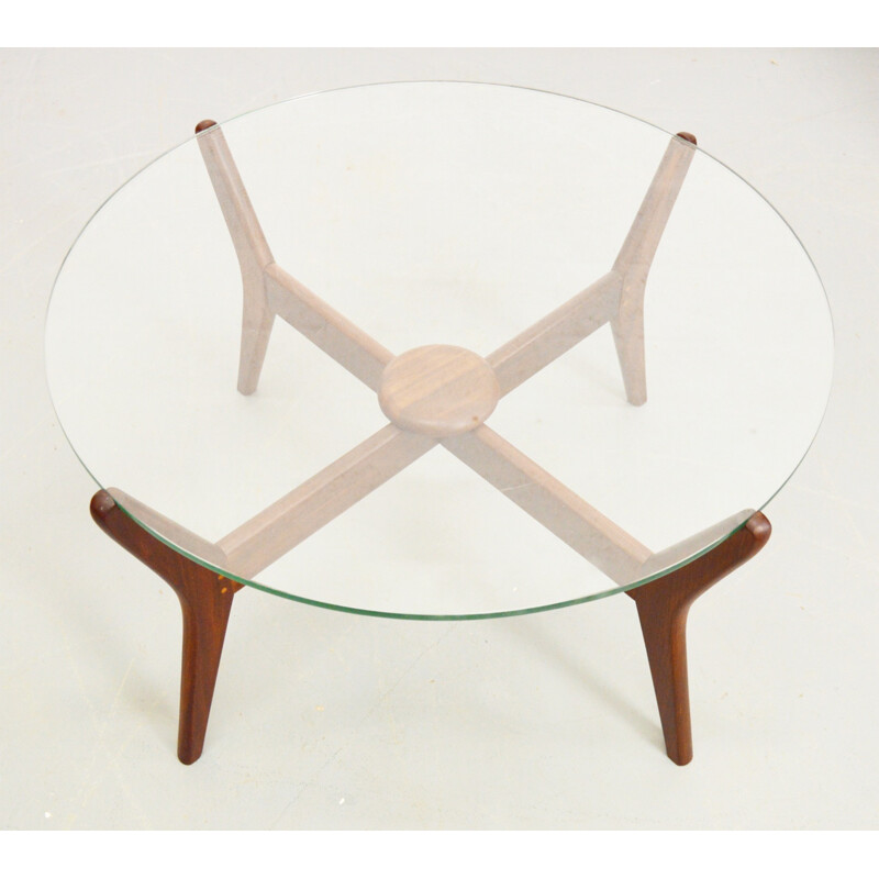 Mid-Century Danish teak glass top coffee table - 1960s