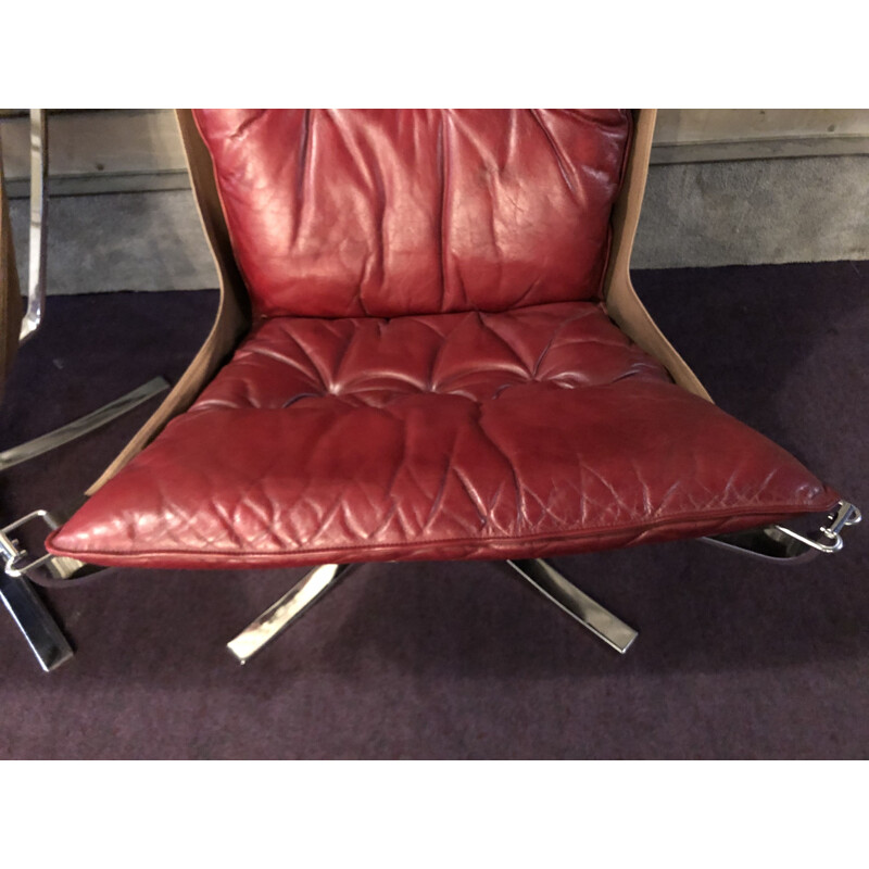 Paire de fauteuils vintage Falcon de Sigurd Ressel en métal chromé scandinave 1970