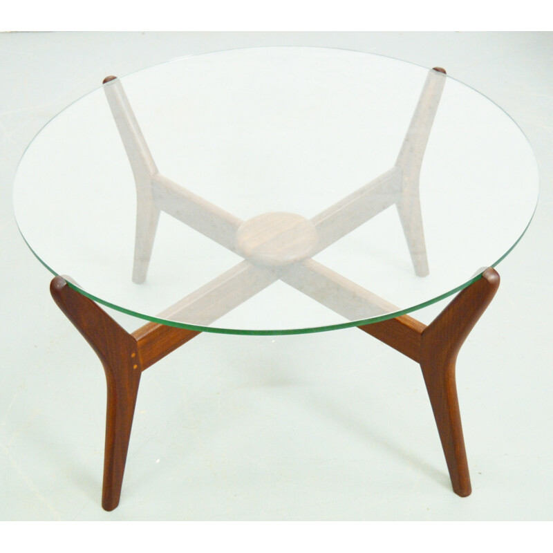 Mid-Century Danish teak glass top coffee table - 1960s