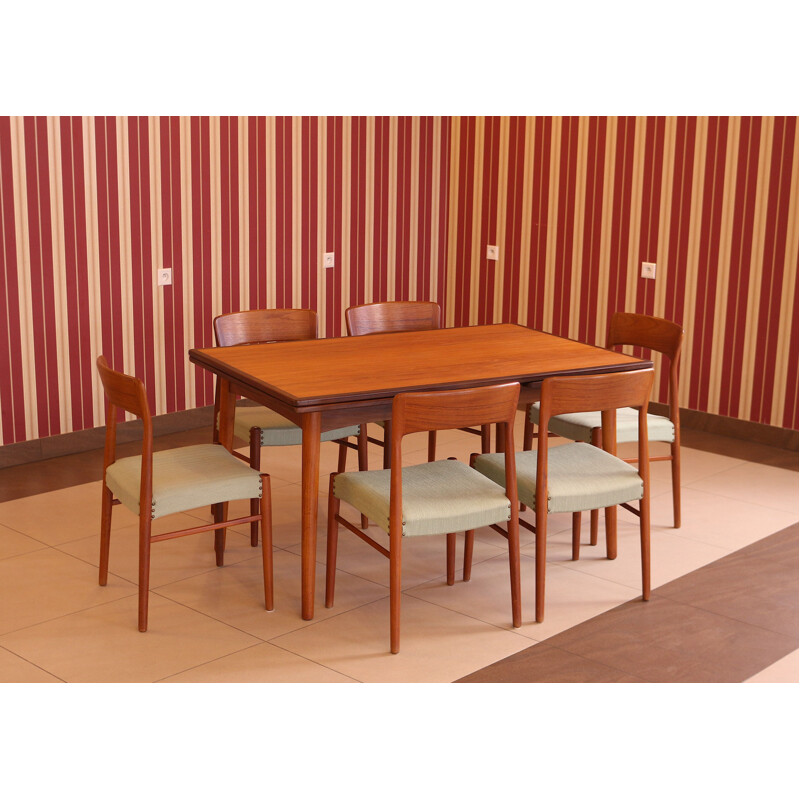 Vintage Dinning table & 6 chairs by Henning Kjærnulf for Korup Stolefabrik Denmark 1960s