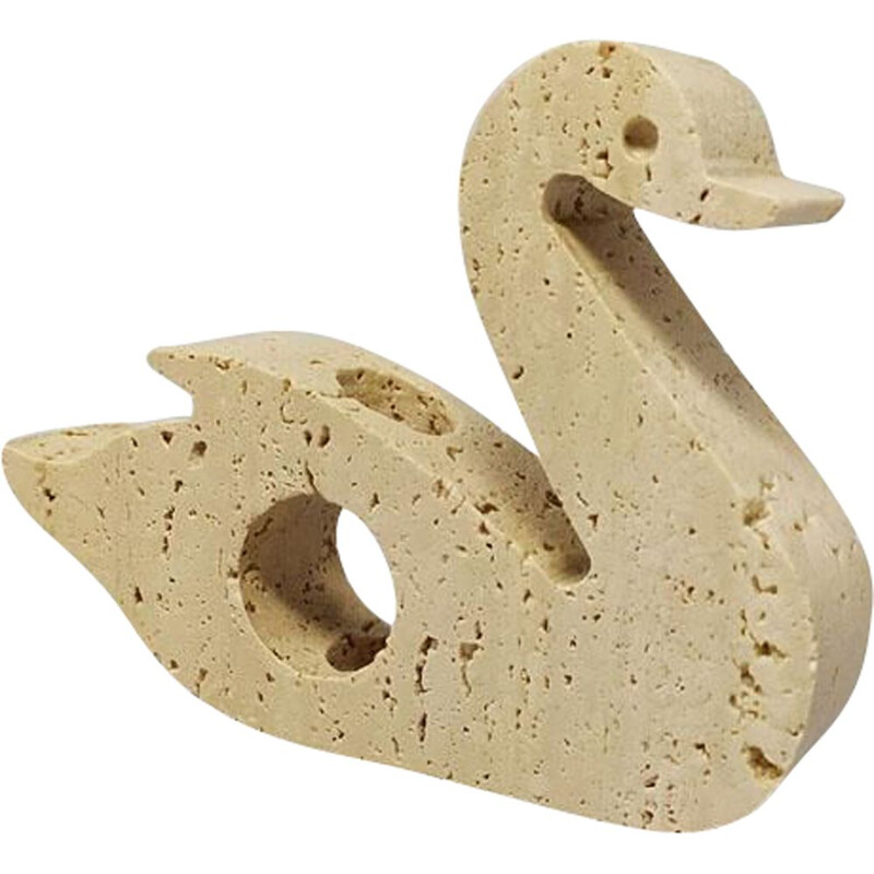 Vintage Travertine Swan Sculpture by Enzo Mari for F.lli Mannelli Italy 1970s