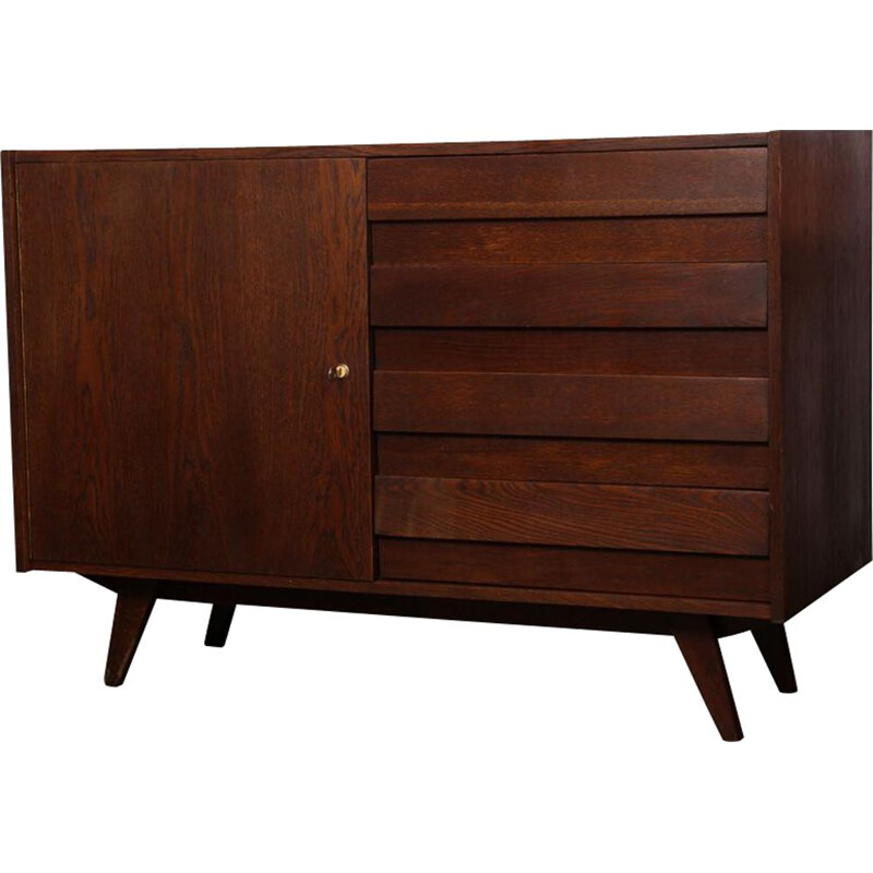 Vintage stained oak chest of drawers by Jiri Jiroutek 1960s