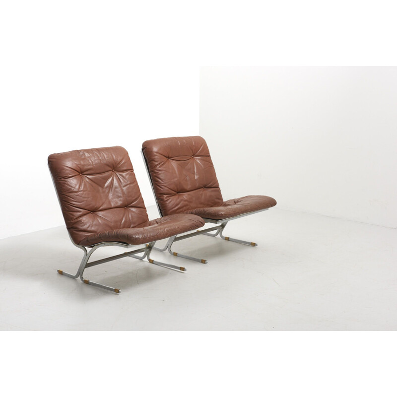 Pair of vintage Easy Chairs in Leather 1960s