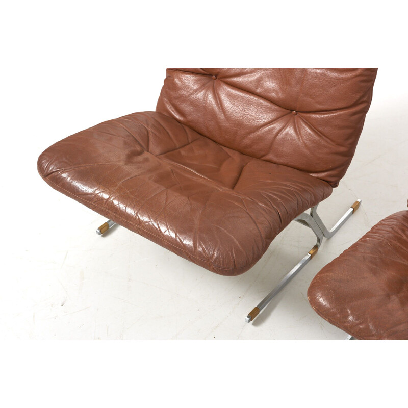 Pair of vintage Easy Chairs in Leather 1960s