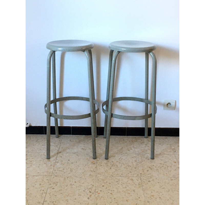 Set of 10 vintage Industrial Stools 1970s