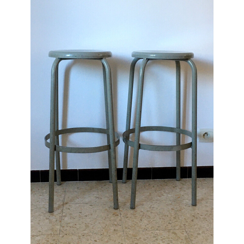 Lot de 10 Tabourets vintage industriel 1970