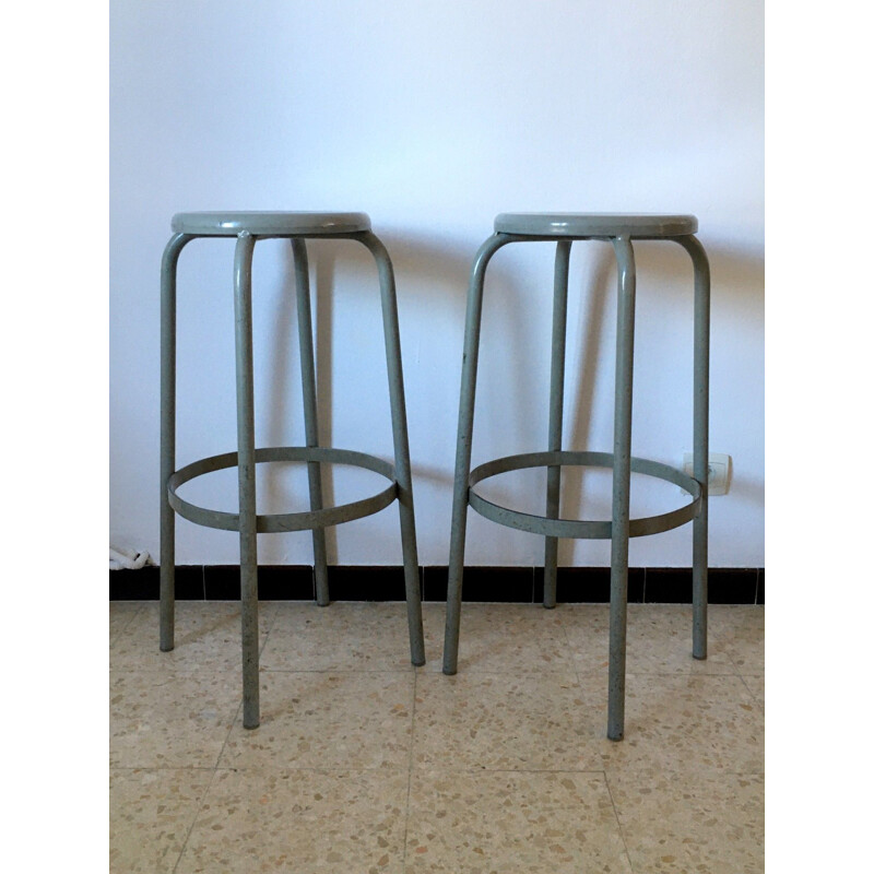 Set of 10 vintage Industrial Stools 1970s