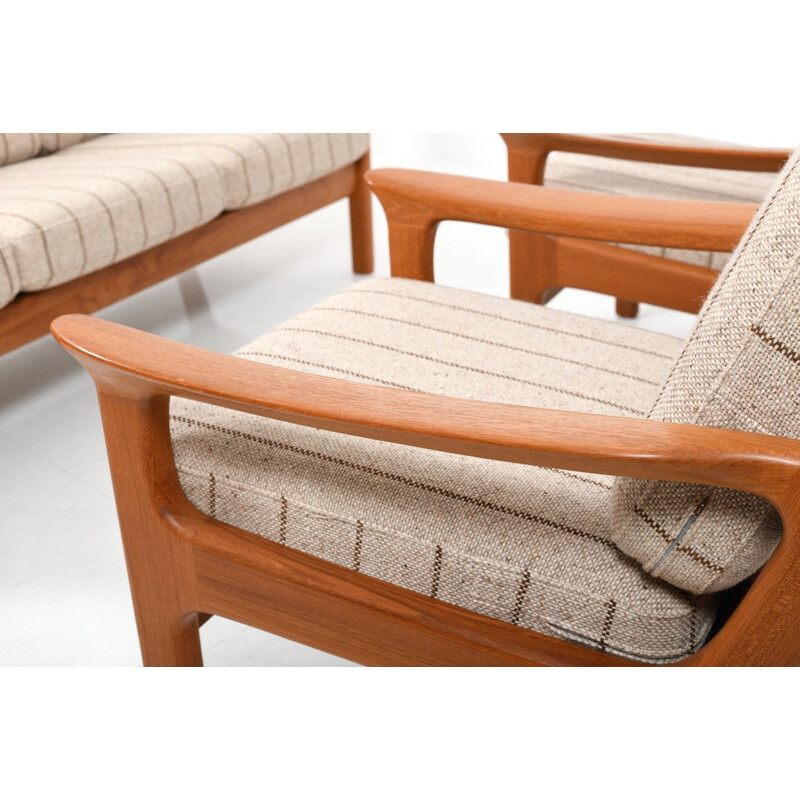 Vintage Solid Teak Seating Group by Jens-Juul Kristensen for JK Denmark 1970s