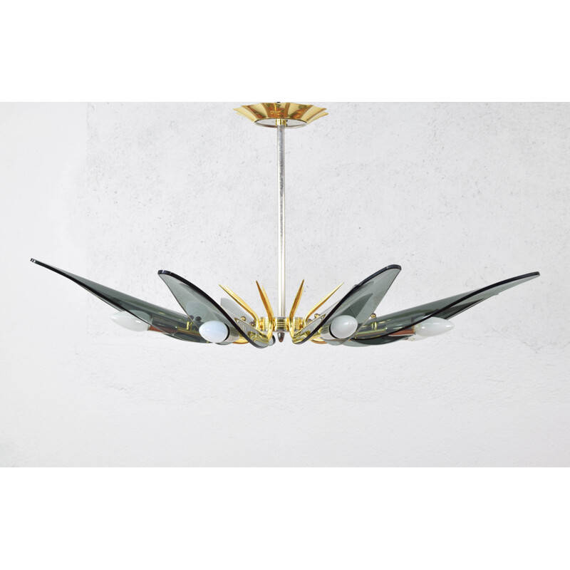 Mid Century Dahlia Chandelier Max Ingrand to Fontana Arte Italy 1960s