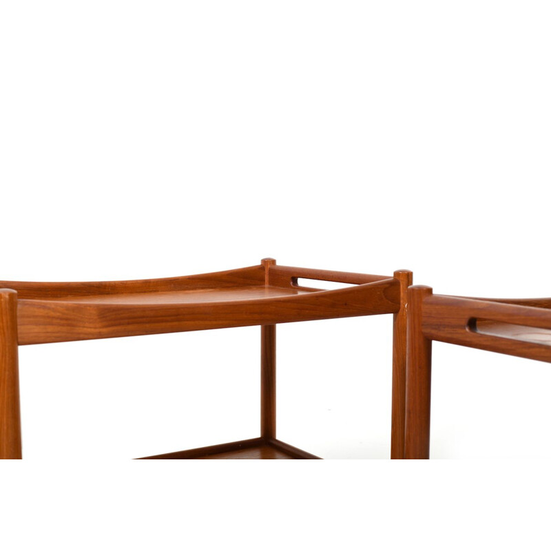 Pair of vintage teak trolleys "At-45" by Hans J. Wegner for Andreas Tuck, 1960