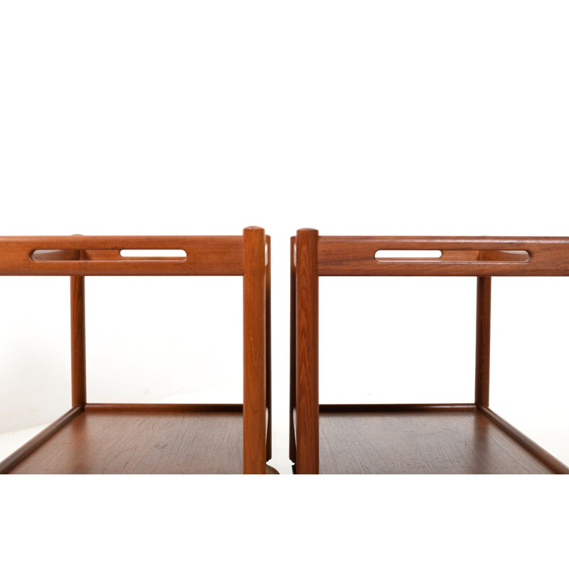 Coppia di carrelli vintage in teak "At-45" di Hans J. Wegner per Andreas Tuck, 1960