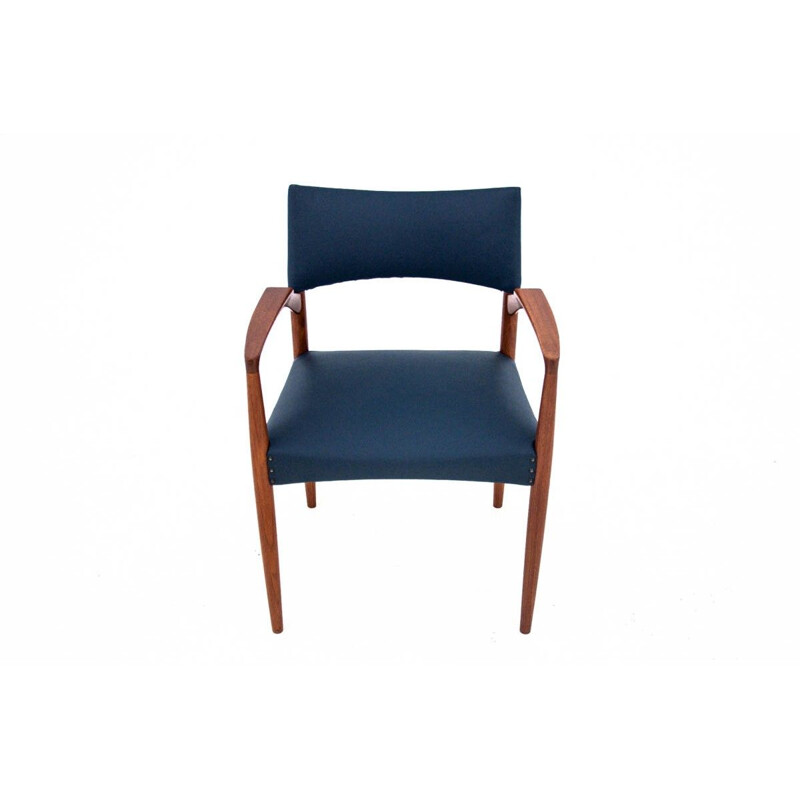 Vintage teak en lederen fauteuil Denemarken 1960