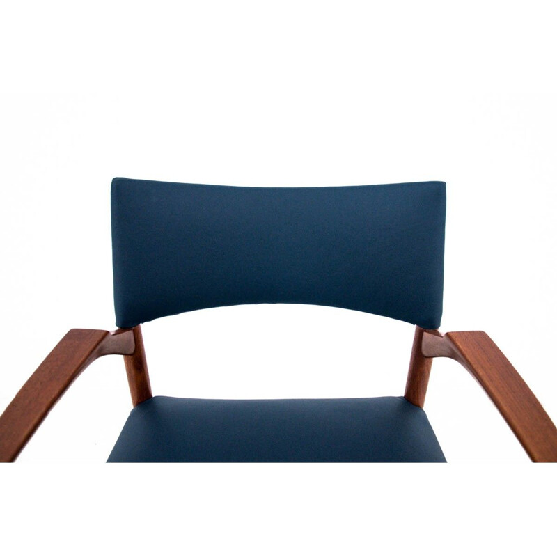 Vintage teak en lederen fauteuil Denemarken 1960