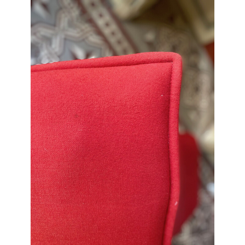Vintage red lounge armchair Vico Magistretti for Cassina fabric 1980s