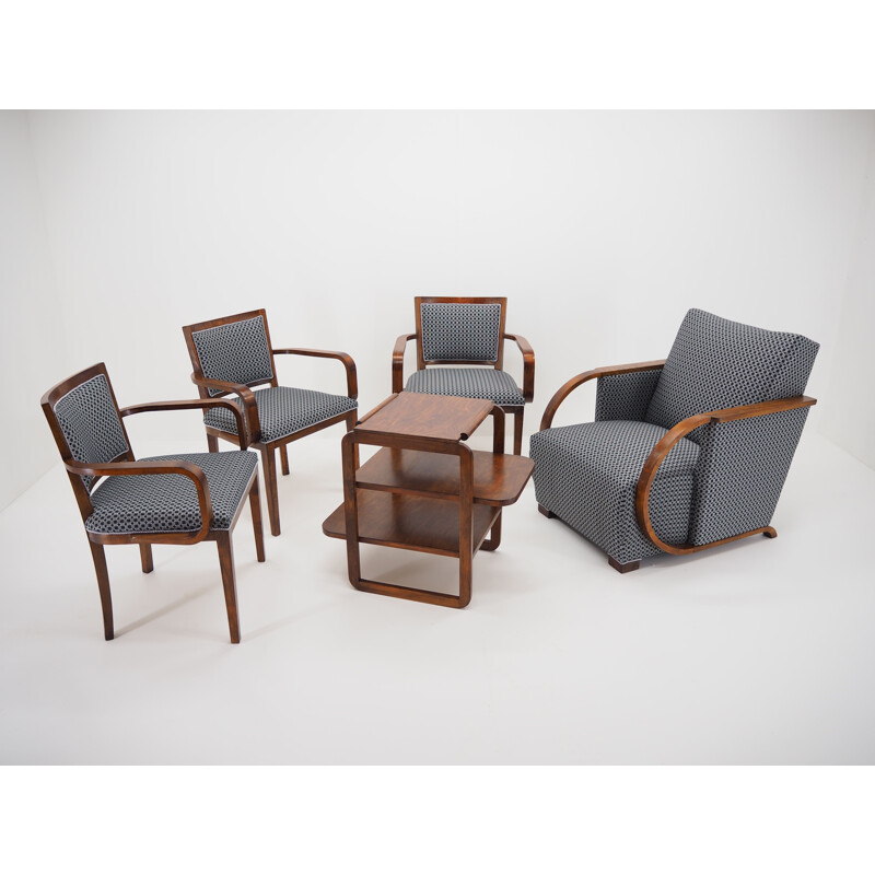 Lot de chaises et de fauteuils vintage de Tatra Pravenec Art Déco Tchécoslovaquie 1930