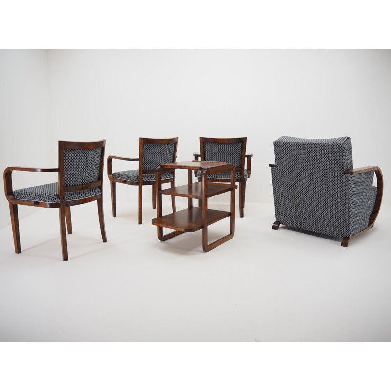 Set of vintage Chairs and Armchair by Tatra Pravenec Art Deco Czechoslovakia 1930s