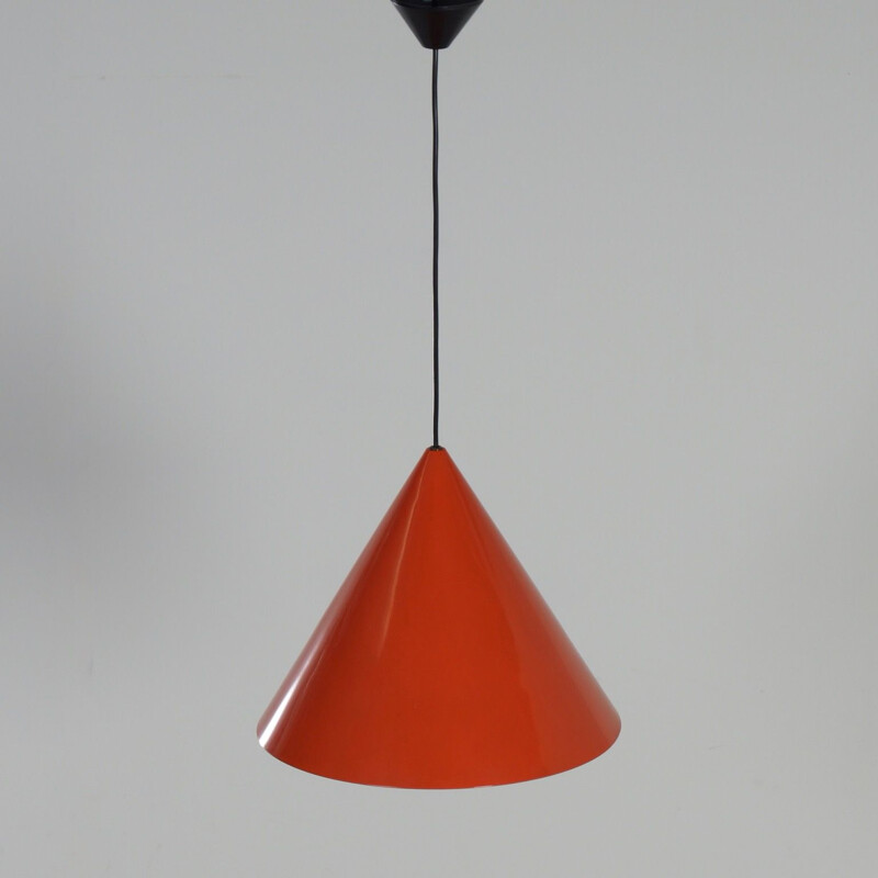 Vintage Billiard Hanging lamp by Arne Jacobsen for Louis Poulsen Red enamel 1960s