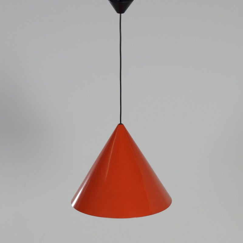 Vintage Billiard Hanging lamp by Arne Jacobsen for Louis Poulsen Red enamel 1960s