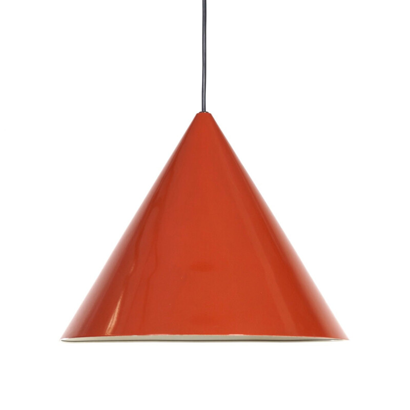 Vintage Billiard Hanging lamp by Arne Jacobsen for Louis Poulsen Red enamel 1960s