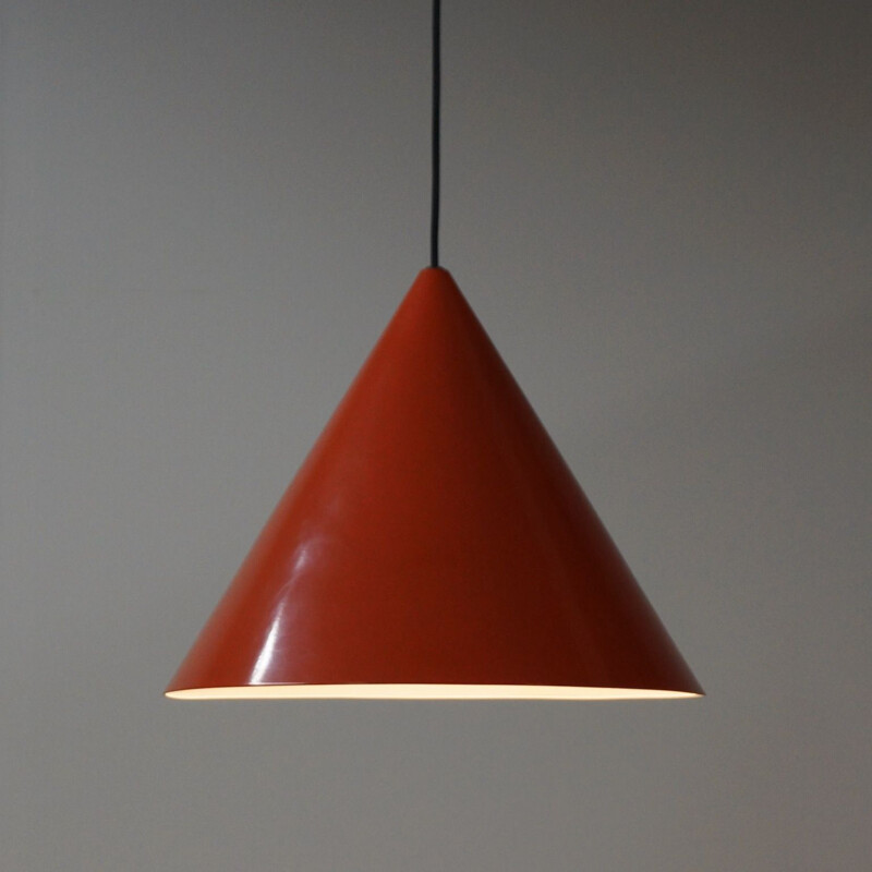 Vintage Billiard Hanging lamp by Arne Jacobsen for Louis Poulsen Red enamel 1960s