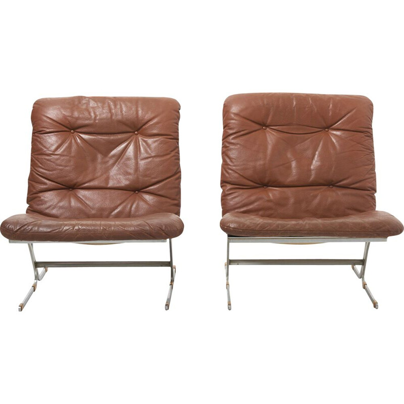 Pair of vintage Easy Chairs in Leather 1960s