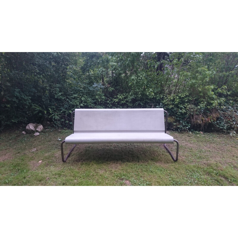 Large bench in fiberglass and steel, Willy GUHL - 1959