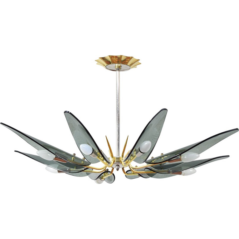 Mid Century Dahlia Chandelier Max Ingrand to Fontana Arte Italy 1960s