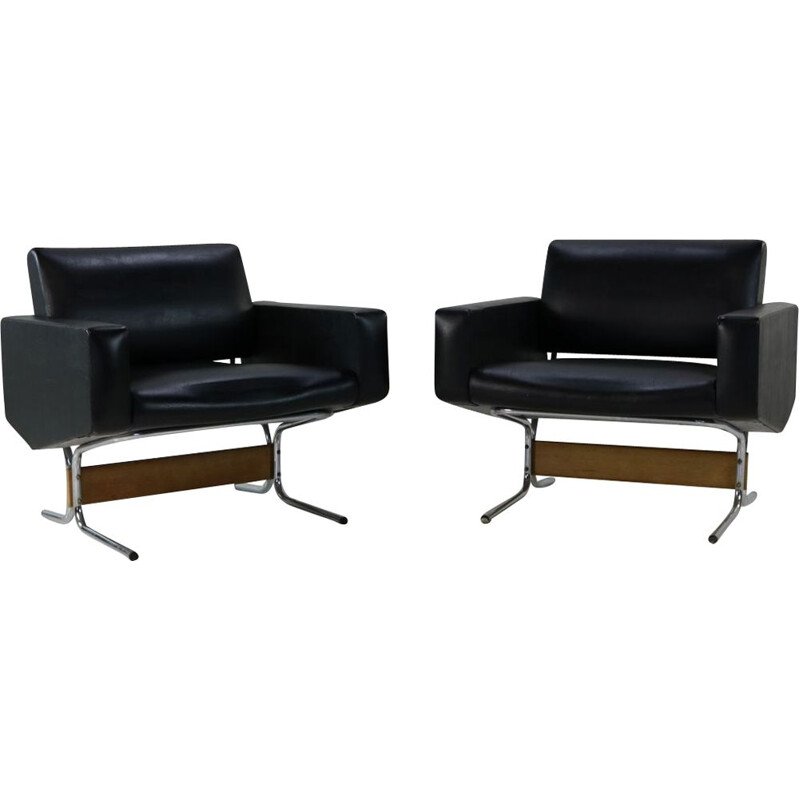 Pair of vintage lounge chairs "Caracas" by Pierre Guariche for Meurop