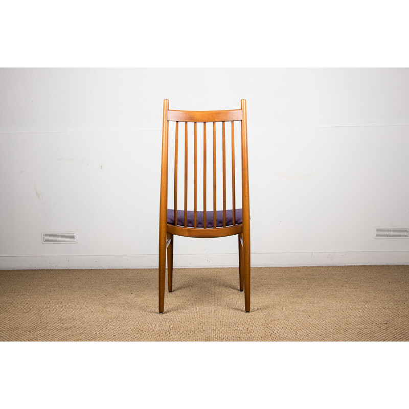 Set of 4 vintage large teak and fabric chairs by Arne Vodder Danish 1960s