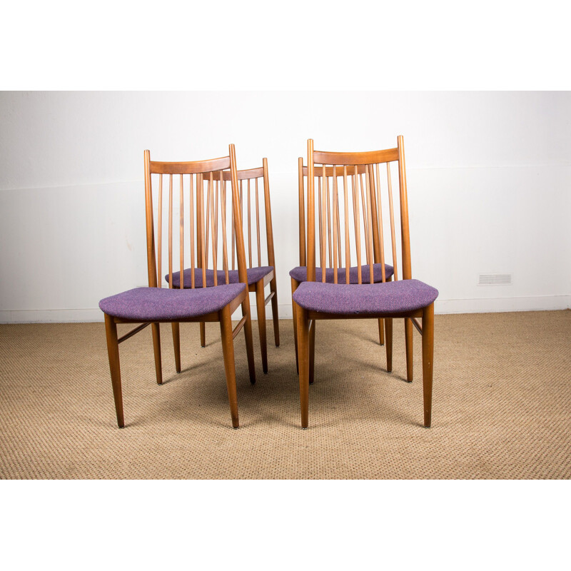 Set of 4 vintage large teak and fabric chairs by Arne Vodder Danish 1960s