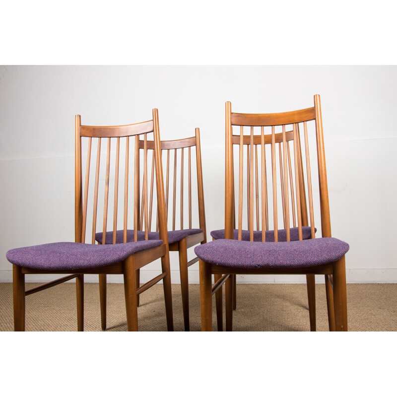 Set of 4 vintage large teak and fabric chairs by Arne Vodder Danish 1960s