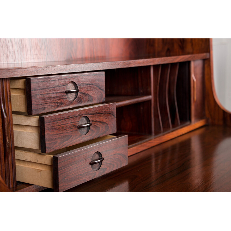 Vintage tall secretary in Rio rosewood by Dan Svarth for Bornholms Danish Mobelfabrik 1960