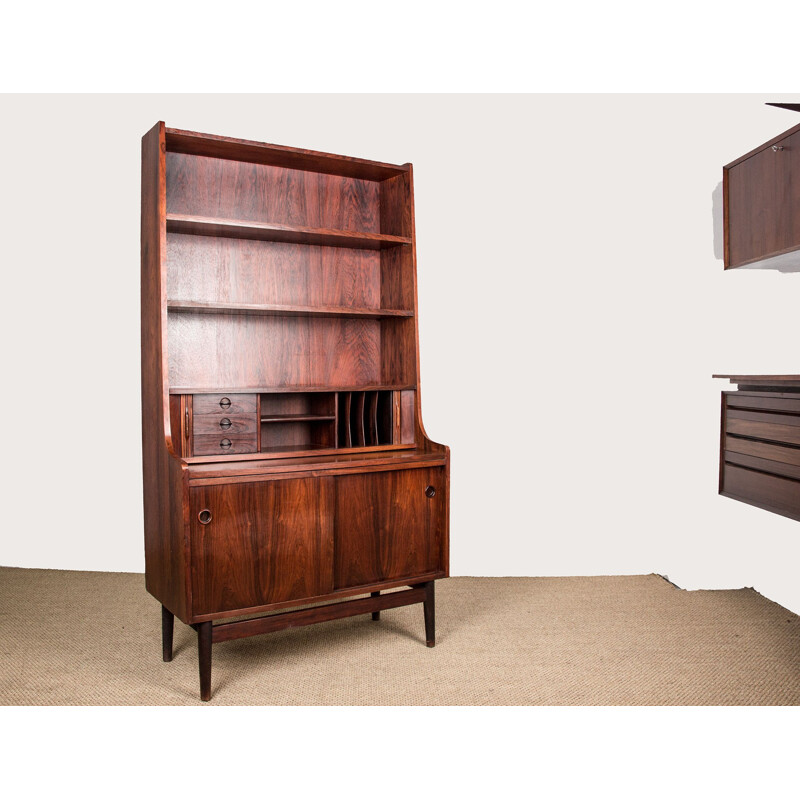 Vintage tall secretary in Rio rosewood by Dan Svarth for Bornholms Danish Mobelfabrik 1960