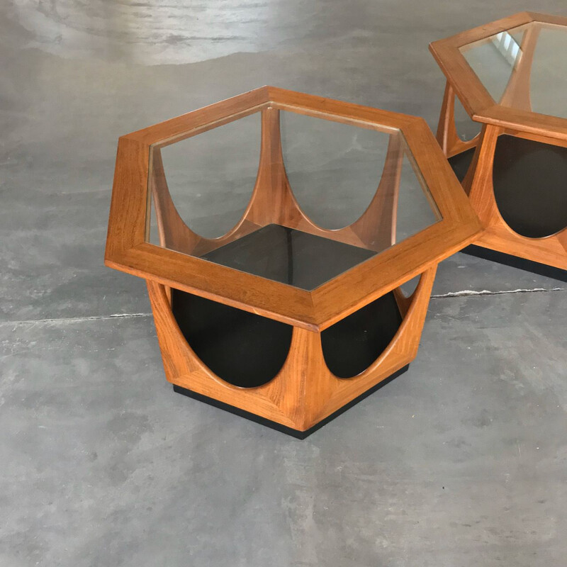 Pair of vintage hexagonal coffee tables by Victor Wilkens for G-plan