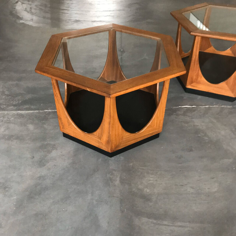 Pair of vintage hexagonal coffee tables by Victor Wilkens for G-plan