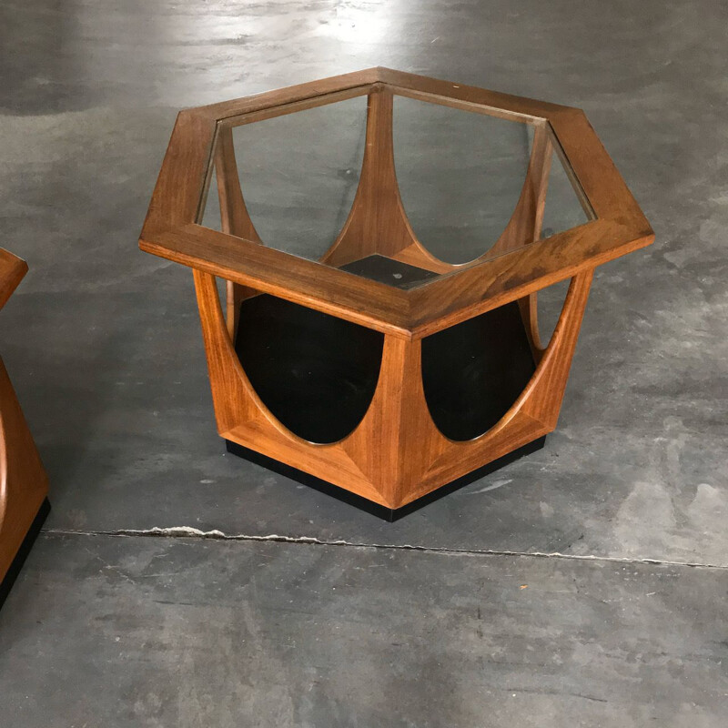 Pair of vintage hexagonal coffee tables by Victor Wilkens for G-plan