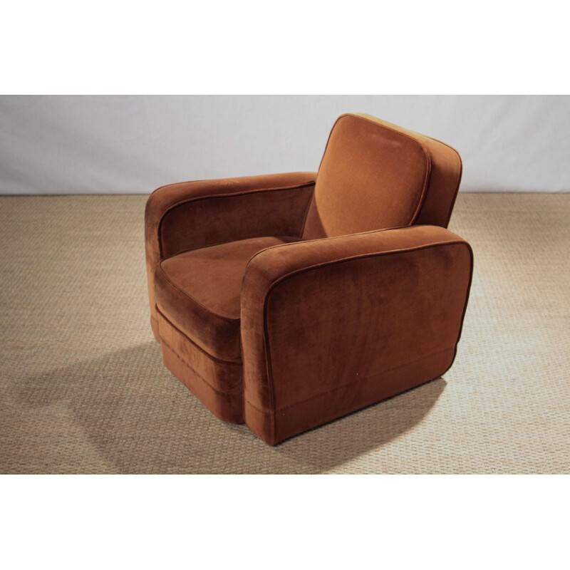 Pair of Airborne armchairs in brown velvet, Marcel GASCOIN - 1950s