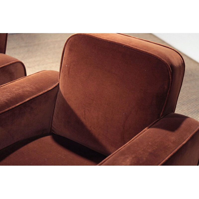 Pair of Airborne armchairs in brown velvet, Marcel GASCOIN - 1950s