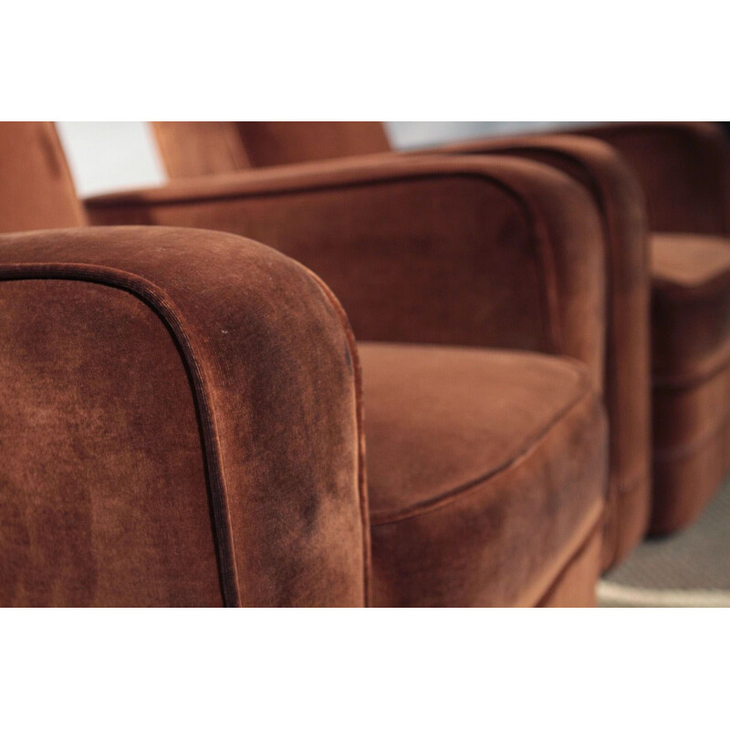 Pair of Airborne armchairs in brown velvet, Marcel GASCOIN - 1950s