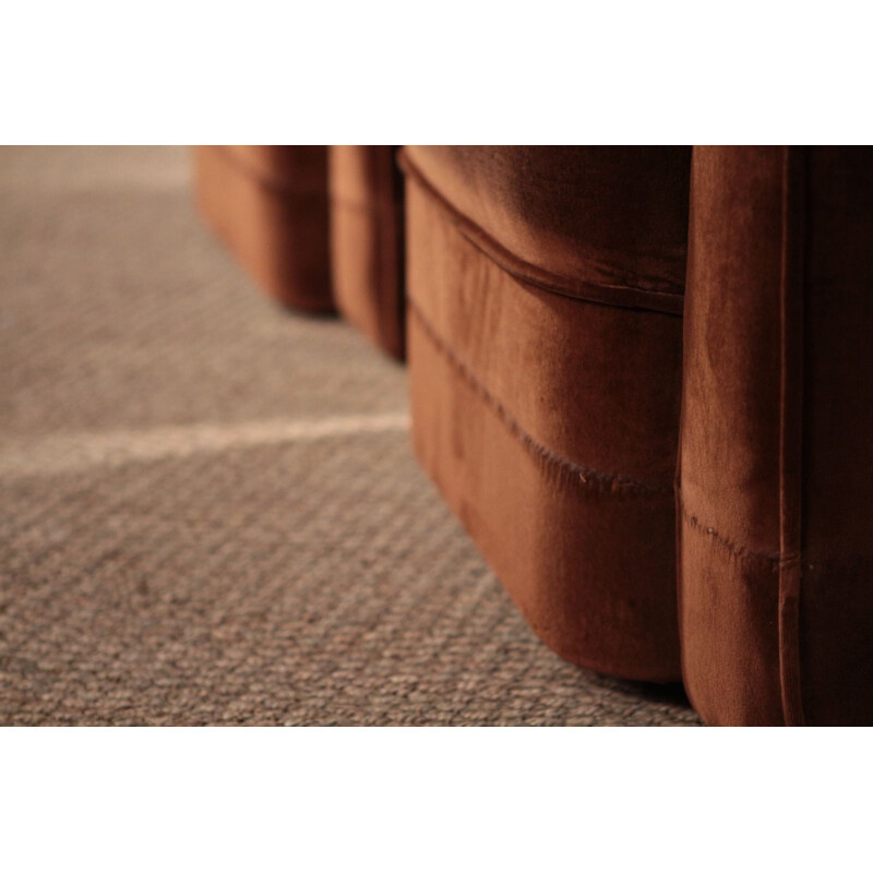 Pair of Airborne armchairs in brown velvet, Marcel GASCOIN - 1950s