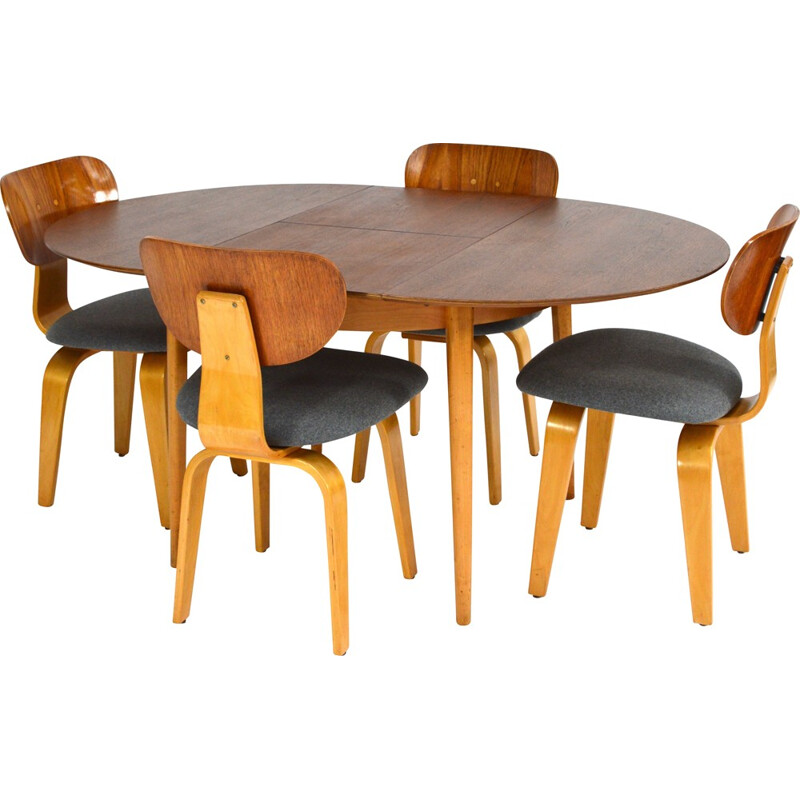 Ensemble table et chaises "TB05/SB02" Pastoe en bouleau, Cees BRAAKMAN - 1950
