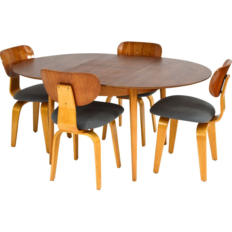 Pastoe dining set "TB05/SB02" in birch, Cees BRAAKMAN - 1950s