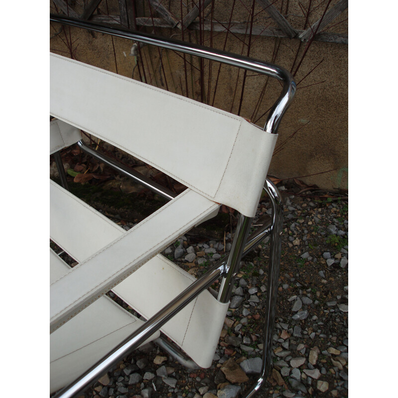 Paire de fauteuils vintage blanc Wassily de M.Breuer