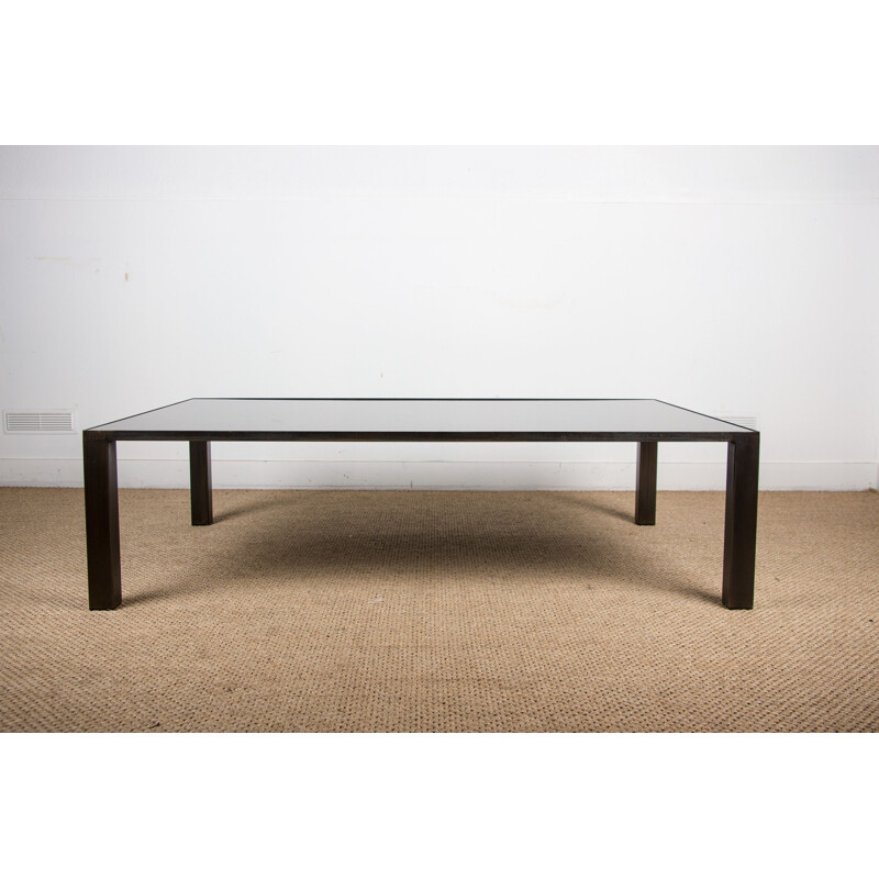 Large vintage coffee table in hammered bronze and glass from Christian Liaigre 2010s
