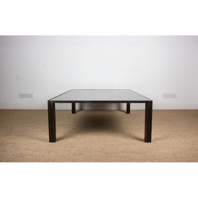 Large vintage coffee table in hammered bronze and glass from Christian Liaigre 2010s