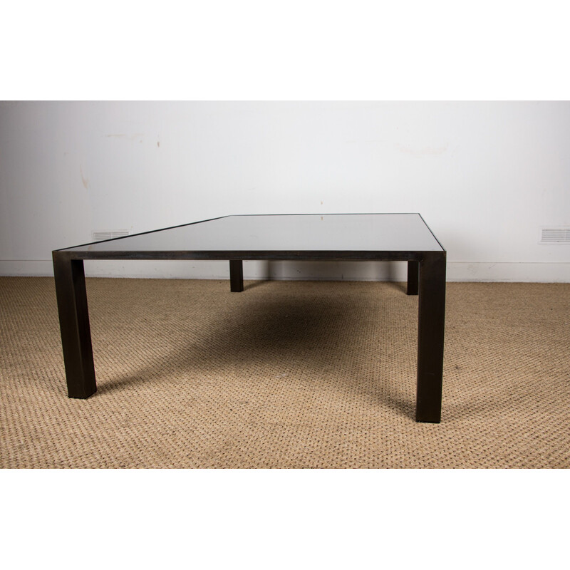 Large vintage coffee table in hammered bronze and glass from Christian Liaigre 2010s