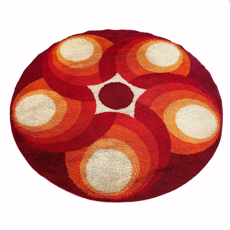 Vintage High Pile Panton Style Rug Germany 1970s