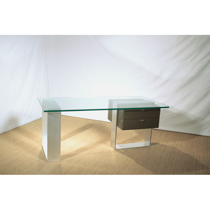 Behr International desk in glass and steel - 1960s