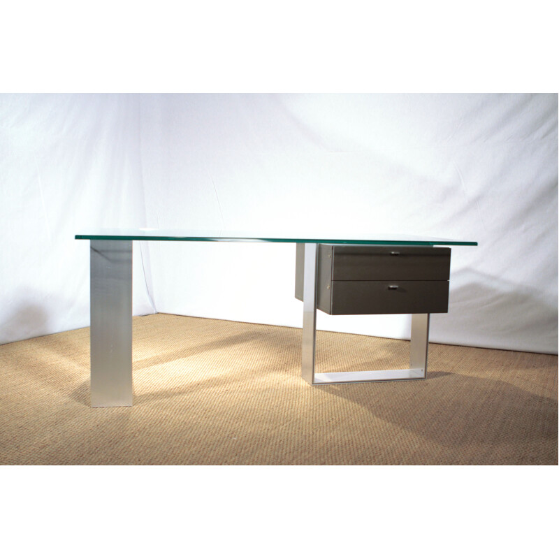 Behr International desk in glass and steel - 1960s